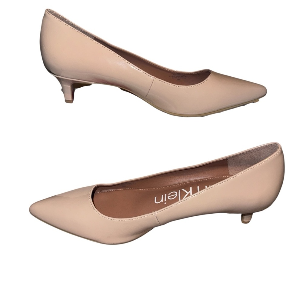 Calvin Klein Nude Pointed Toe Kitten Heel Pumps